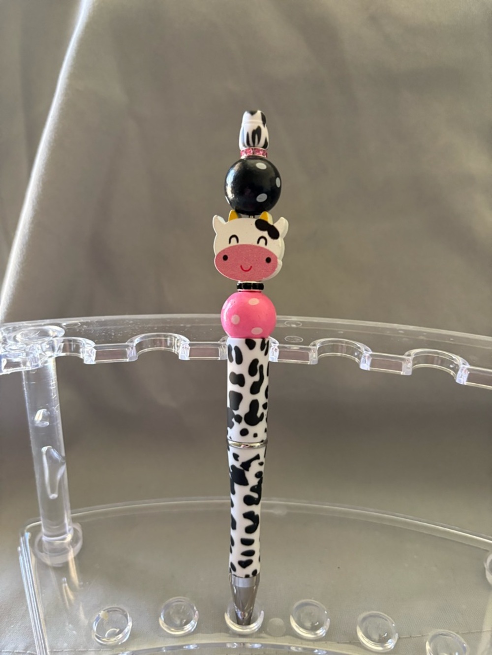 Cute Cow-Themed Pink and Black Ballpoint Pen